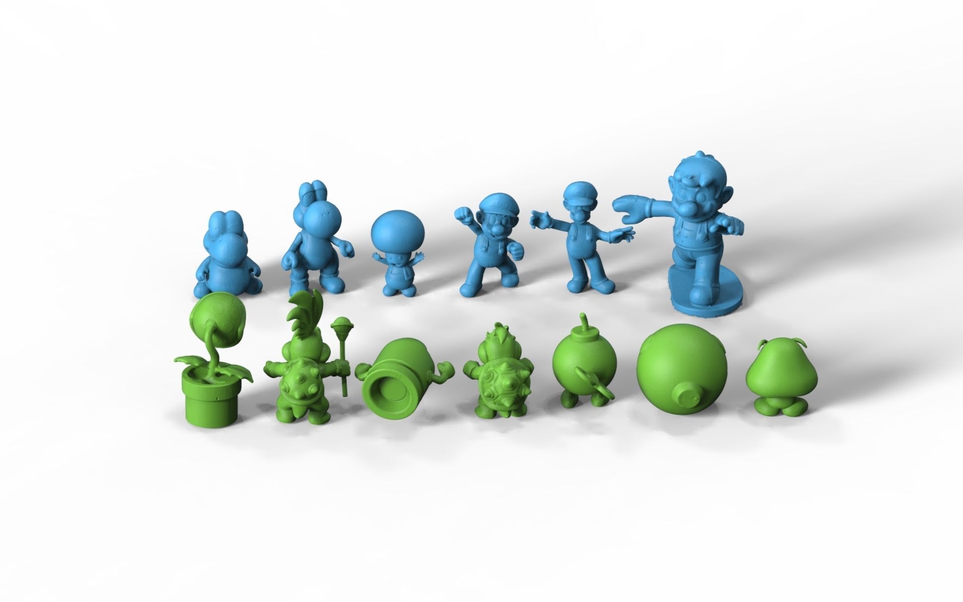 Mario Collection group of toy figurines 3D model_1