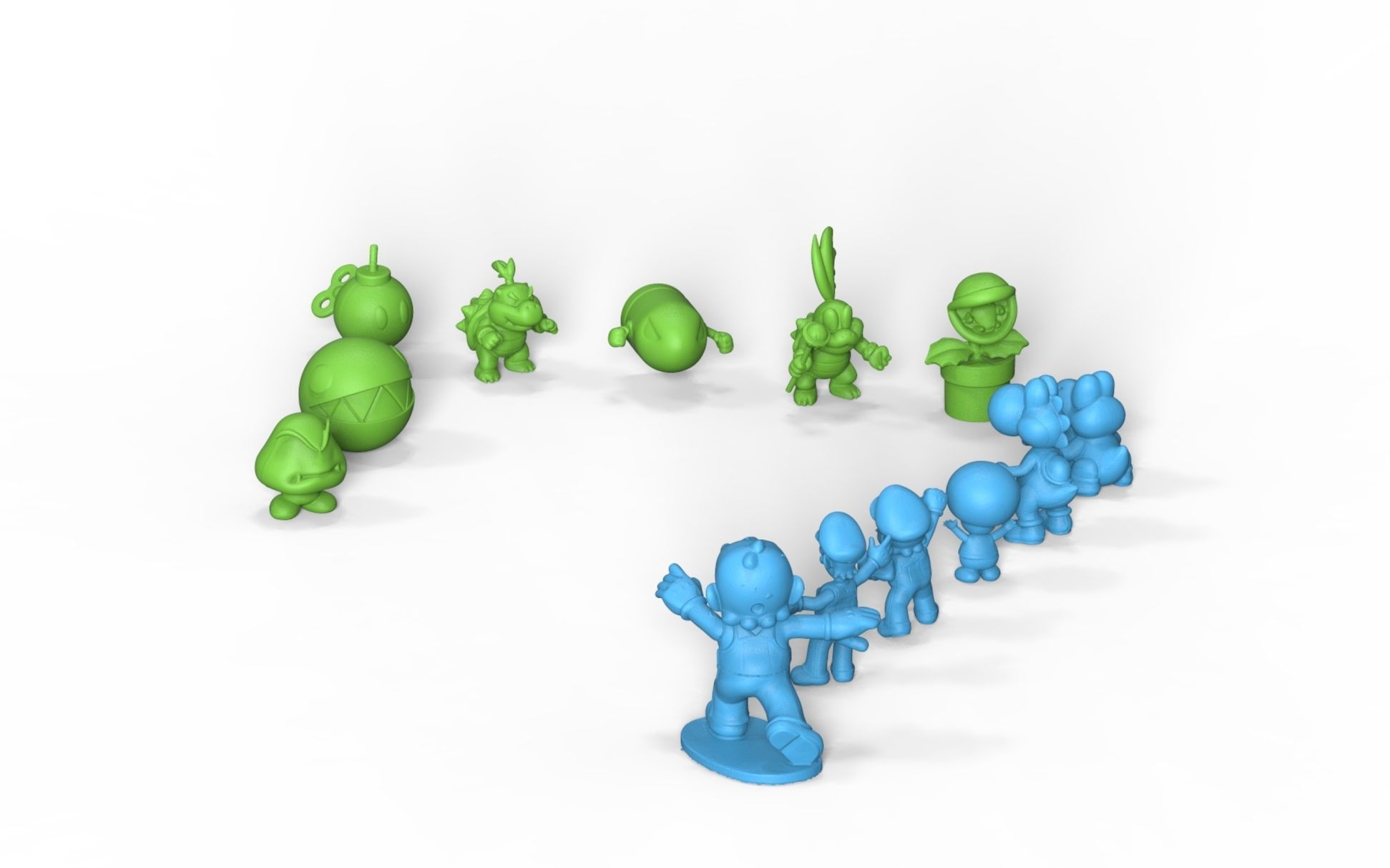 Mario Collection group of toy figurines 3D model_4