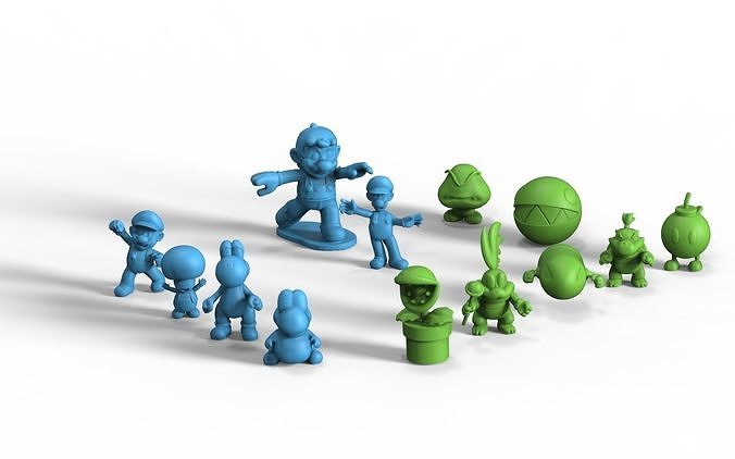 Mario Collection group of toy figurines 3D model