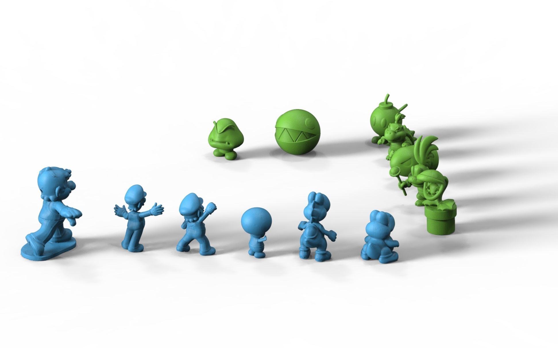 Mario Collection group of toy figurines 3D model_5