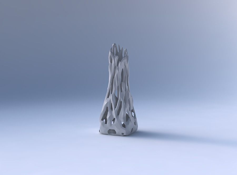 Vase squeezed and bent rectangle 2 with faceted cuts and bulges 3D print model_4
