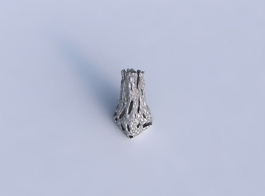 Vase squeezed and bent rectangle 2 with faceted cuts and bulges 3D print model_6