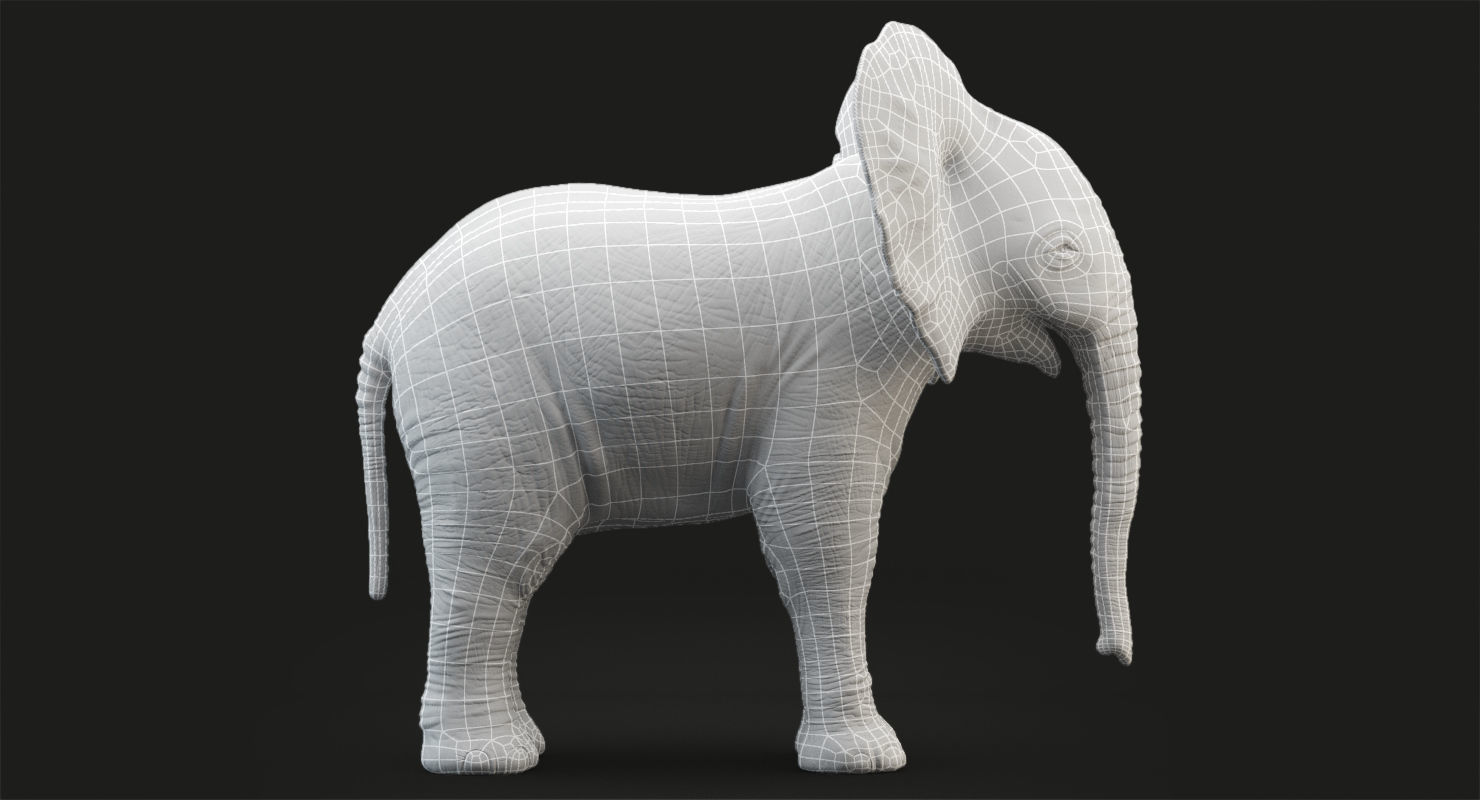 Elephant and Baby Elephant Animated 8K Low-poly 3D model_31