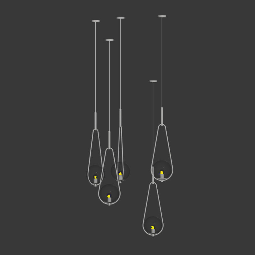 Pendant Lamp Loop Brass Glass 3D model_3