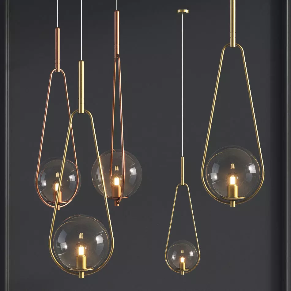Pendant Lamp Loop Brass Glass 3D model_0