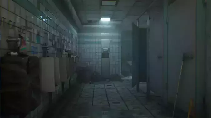 Mens Room Low-poly 3D model