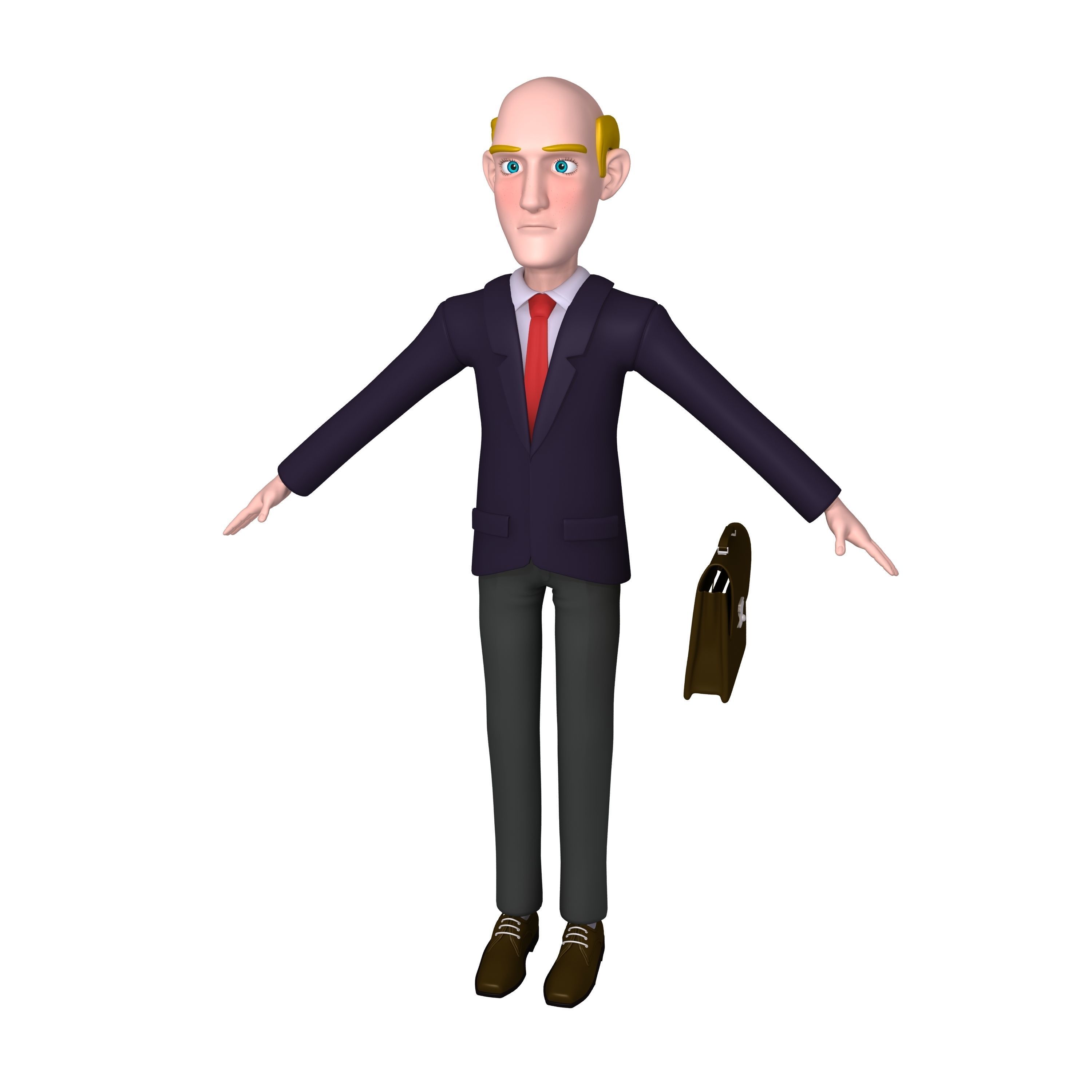 Business Man Cartoon 02 3D model_4