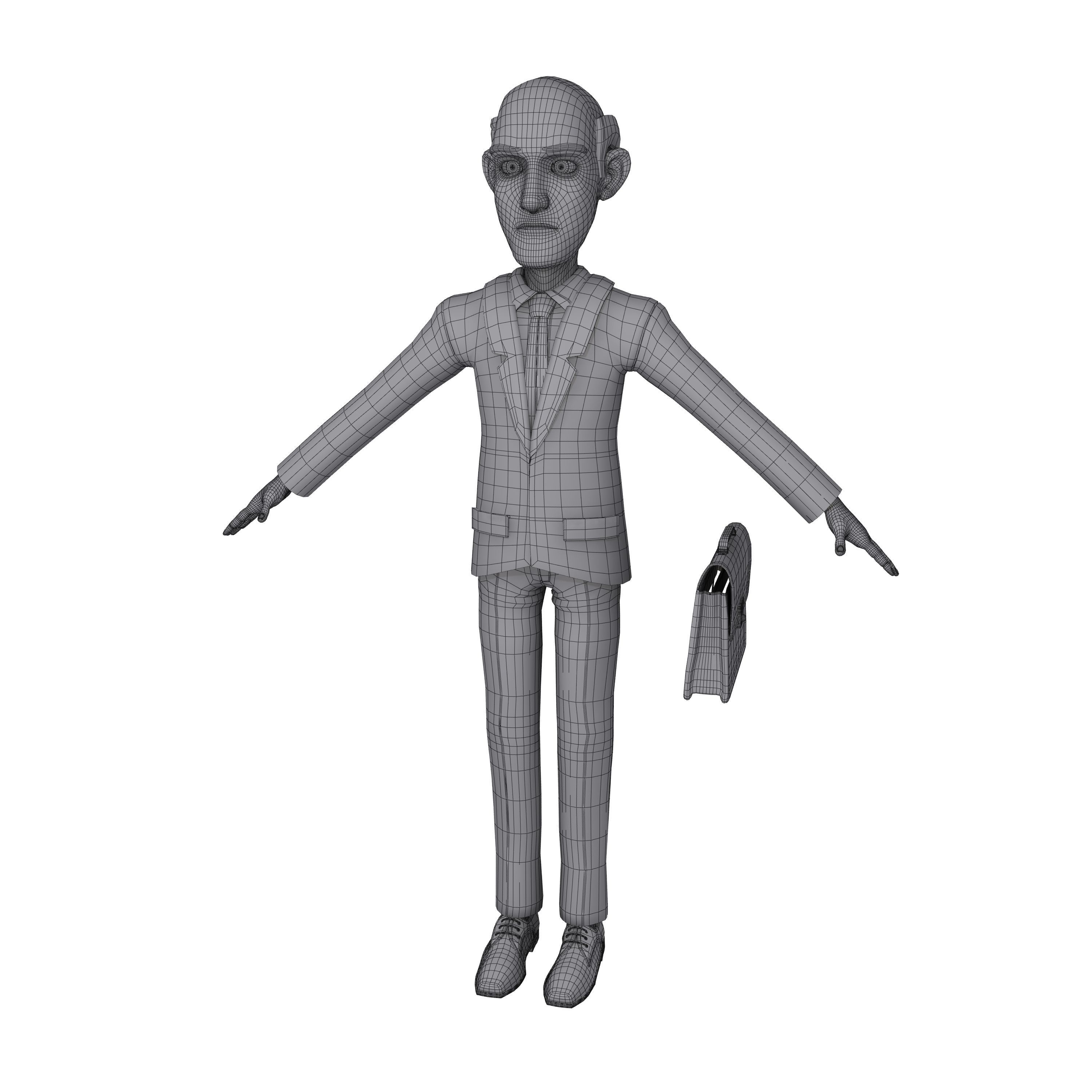 Business Man Cartoon 02 3D model_8