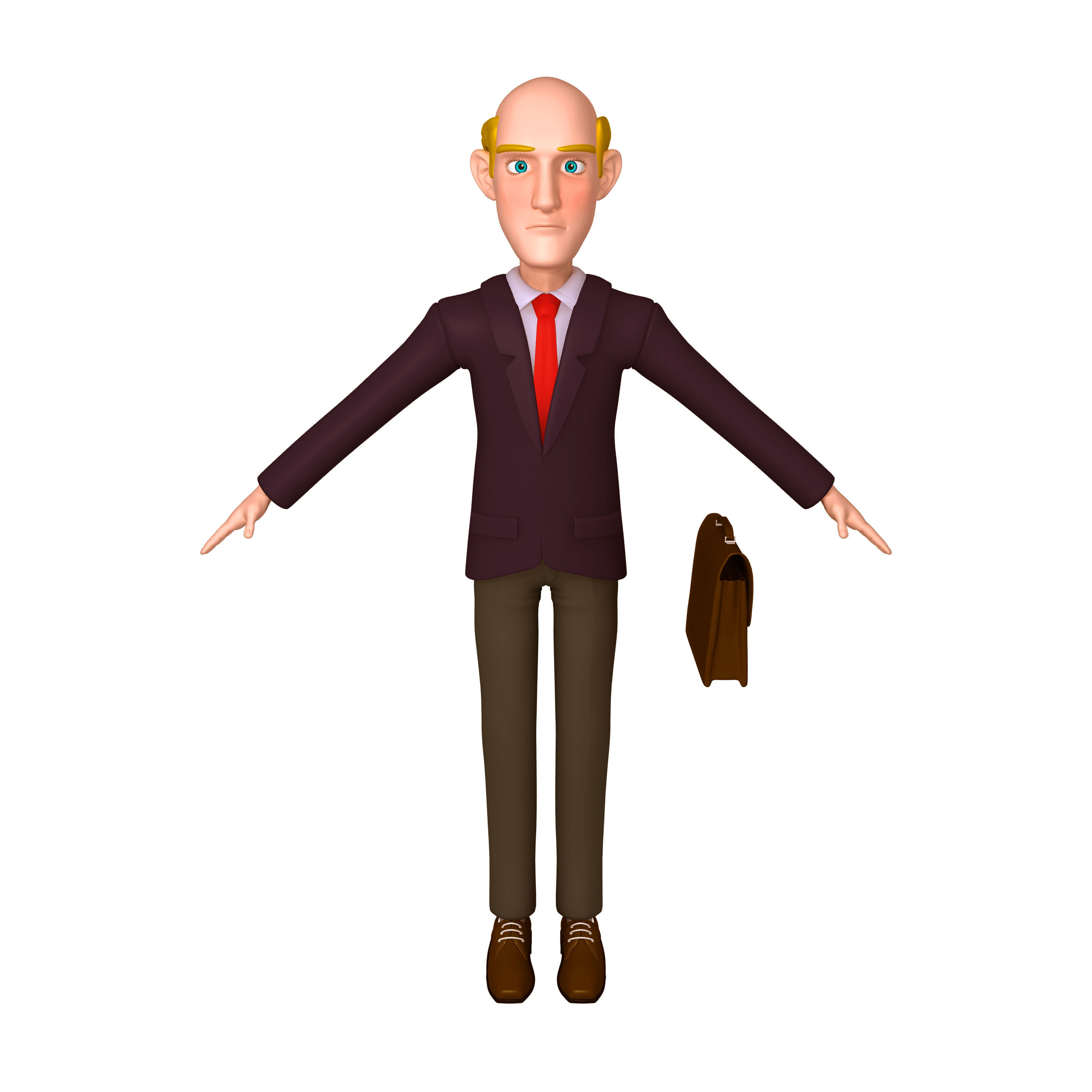 Business Man Cartoon 02 3D model_1