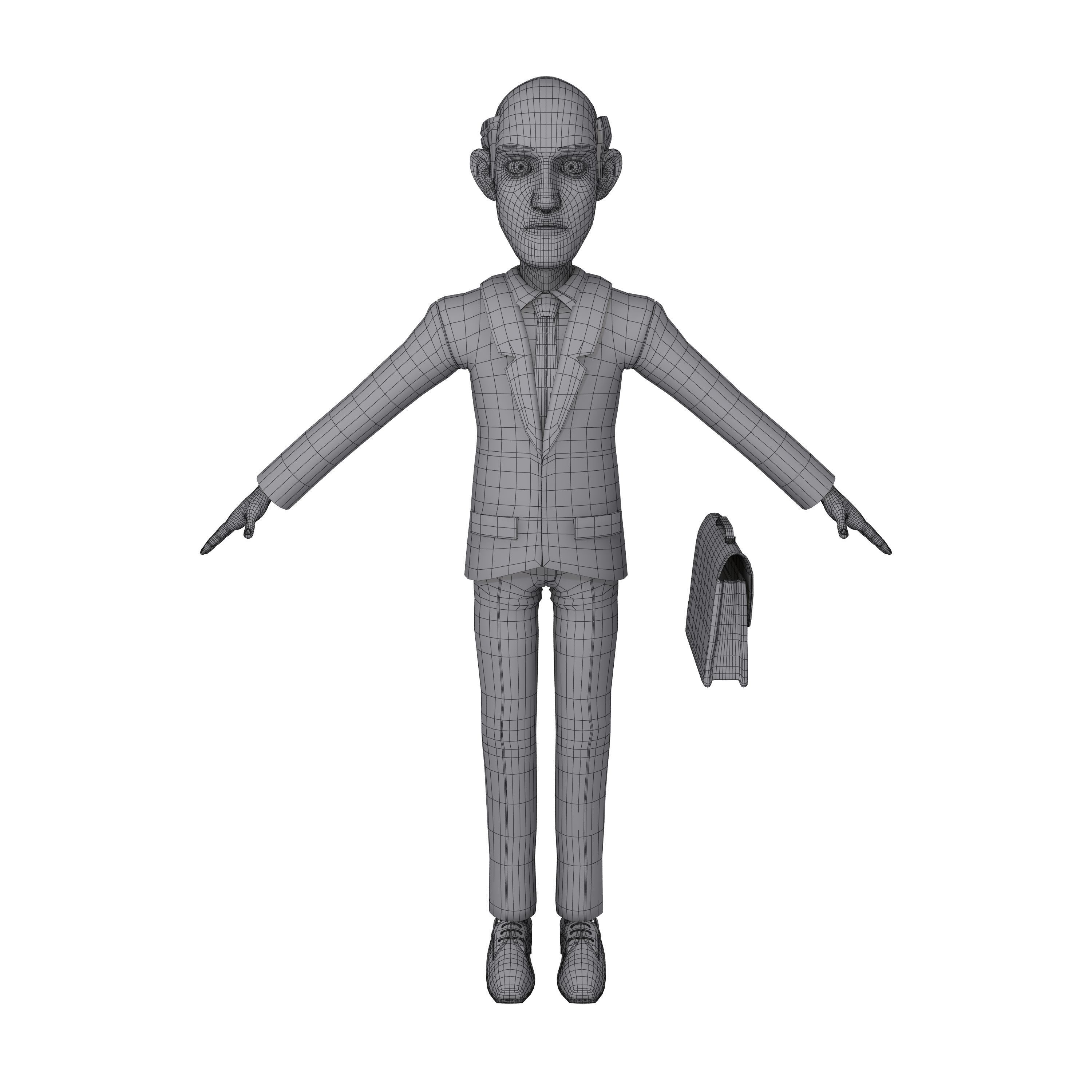 Business Man Cartoon 02 3D model_5
