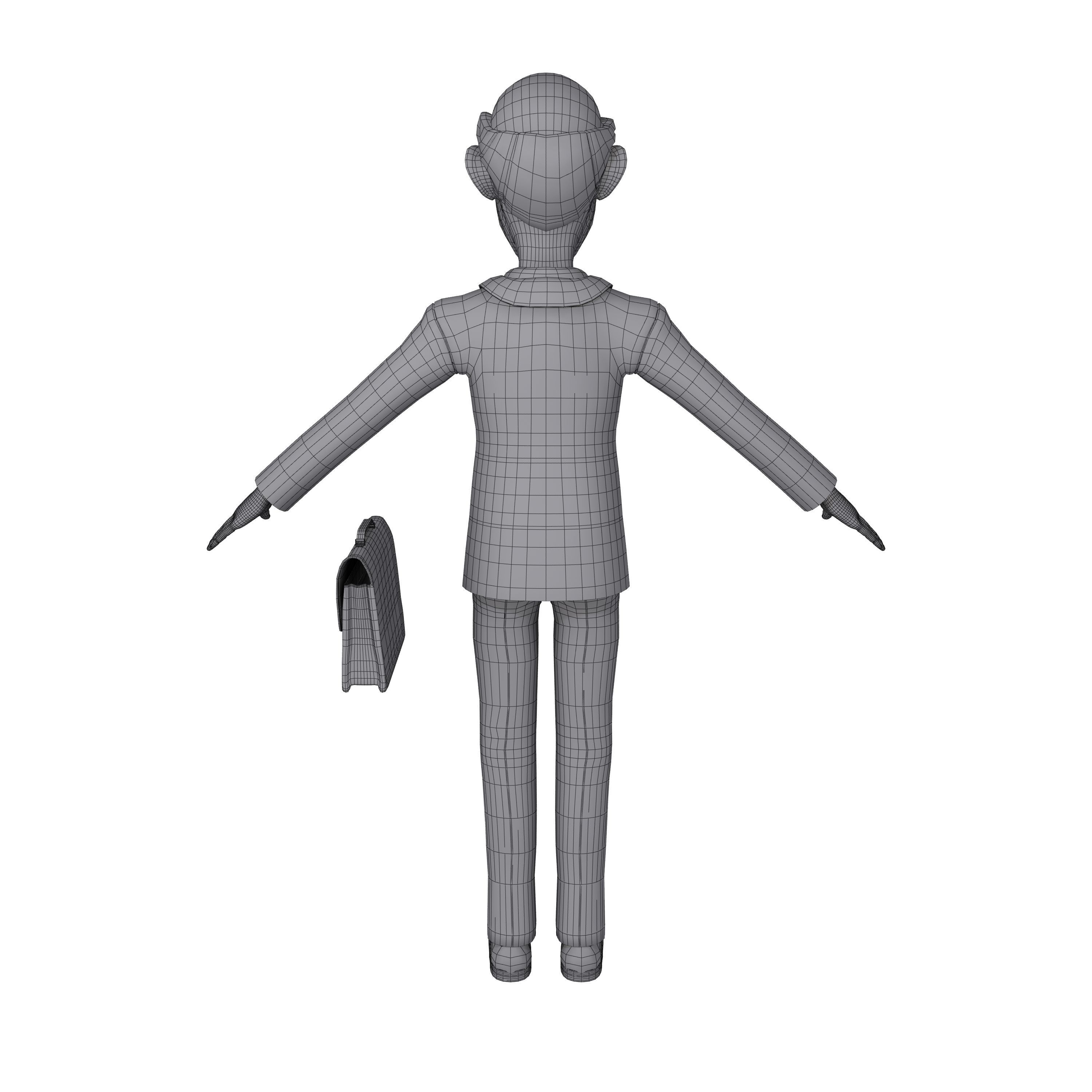 Business Man Cartoon 02 3D model_7