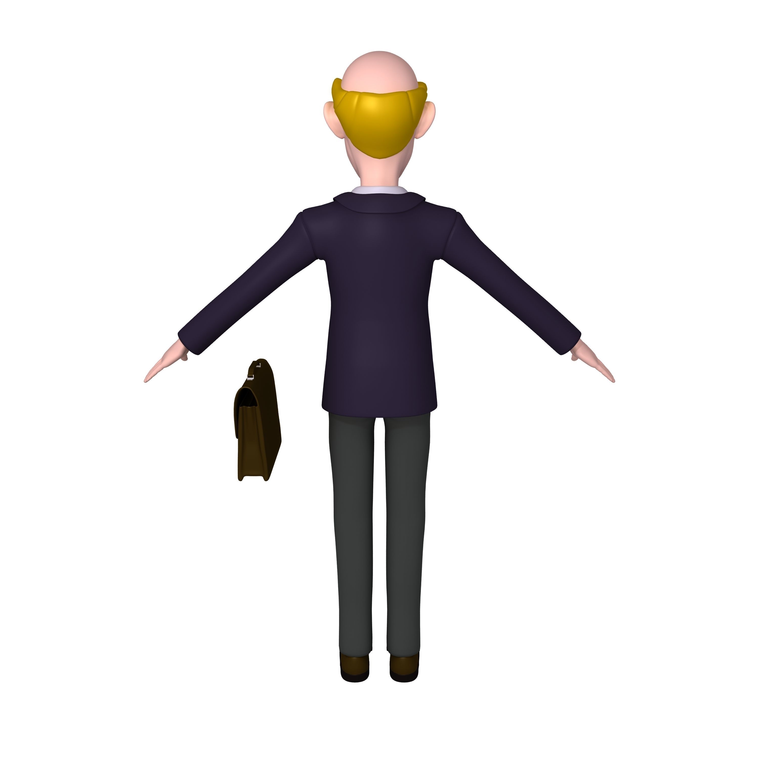 Business Man Cartoon 02 3D model_3
