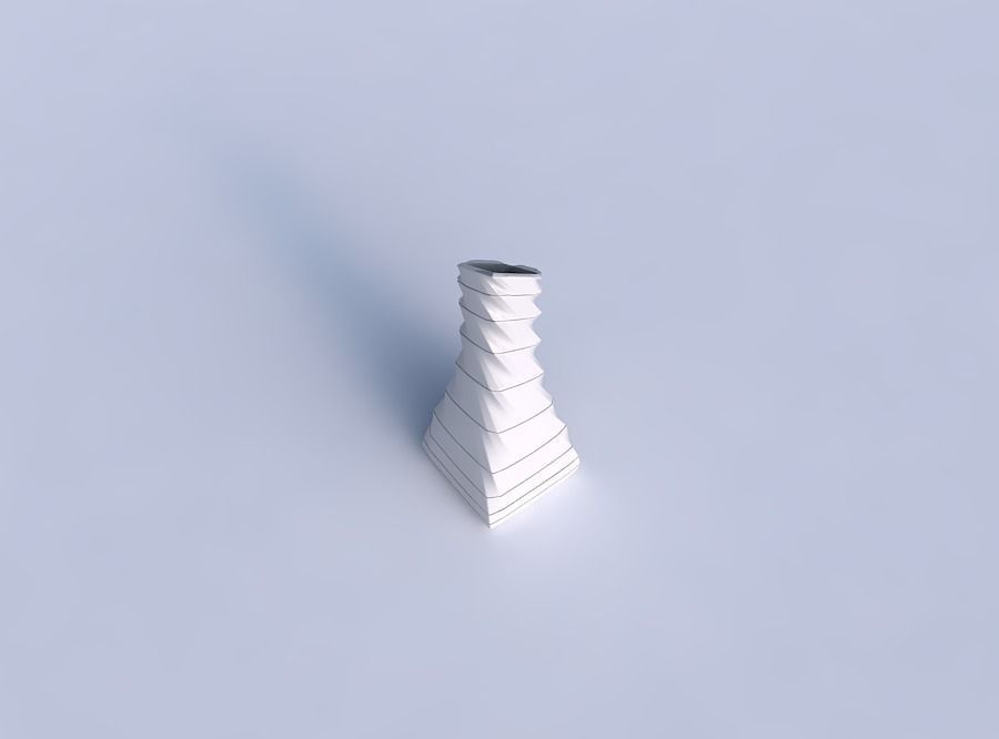 Vase squeezed and bent rectangle 2 with horizontal dents and ... 3D print model_1
