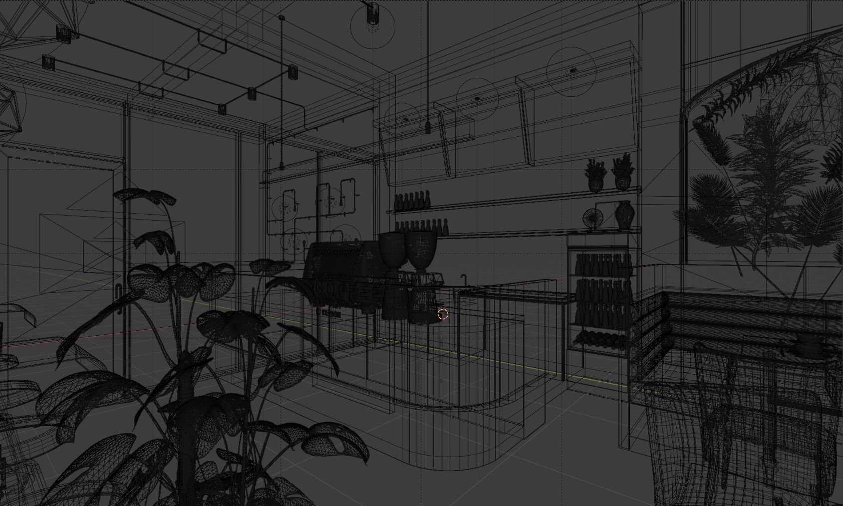 CoffeeShop 3d Interior Design Blender - Obj 3D model_6