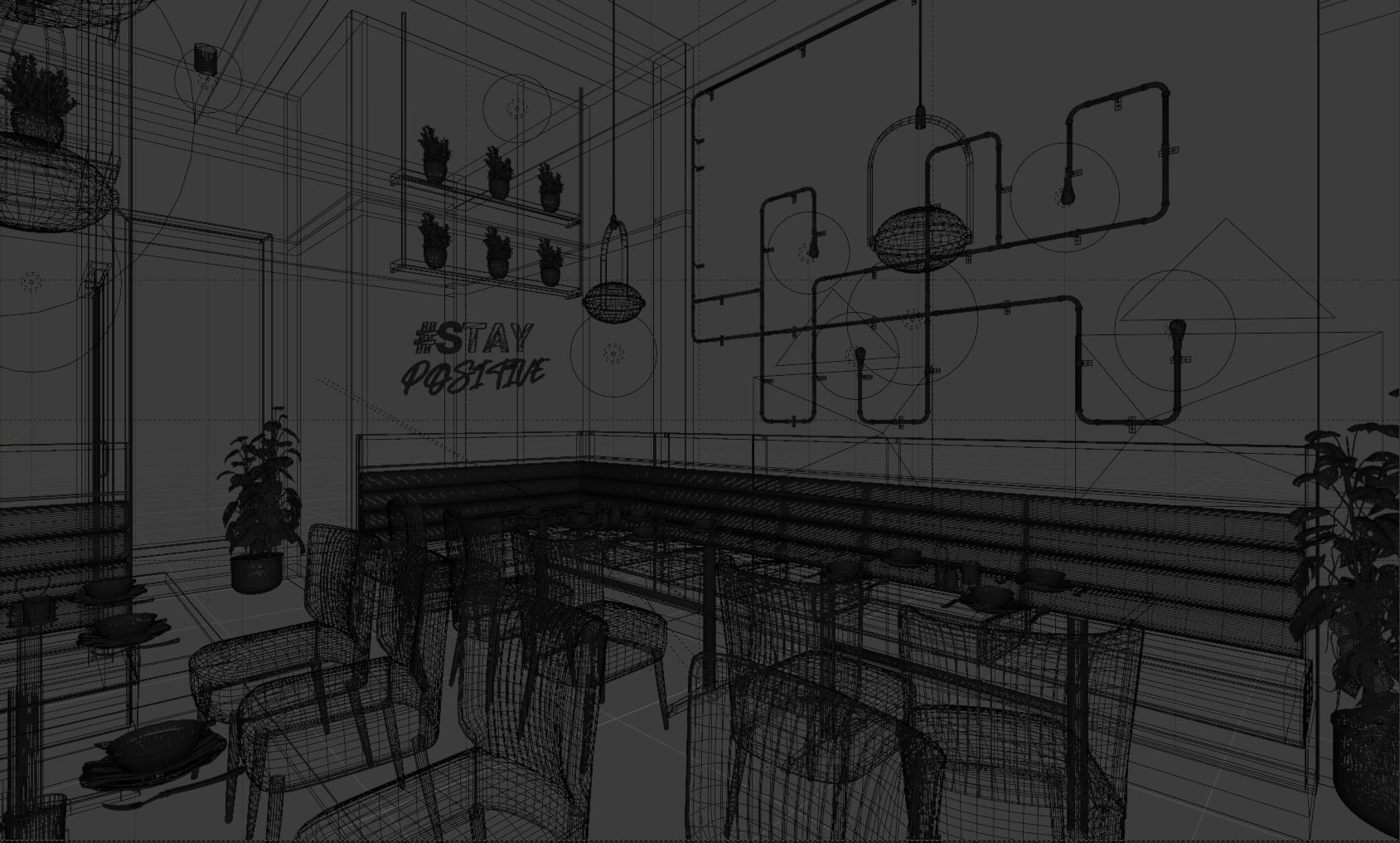 CoffeeShop 3d Interior Design Blender - Obj 3D model_7