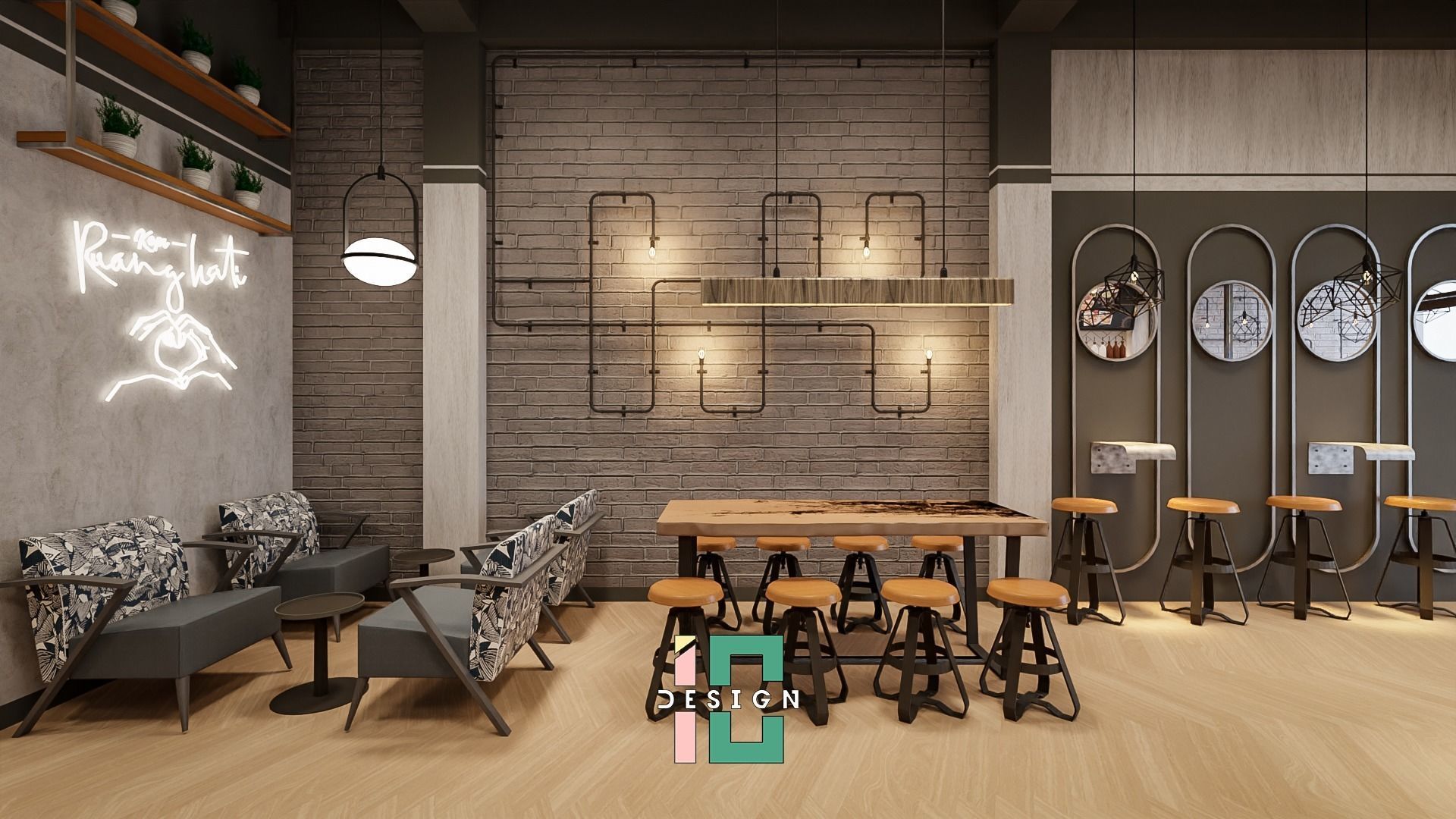 CoffeeShop 3d Interior Design Blender - Obj 3D model_3