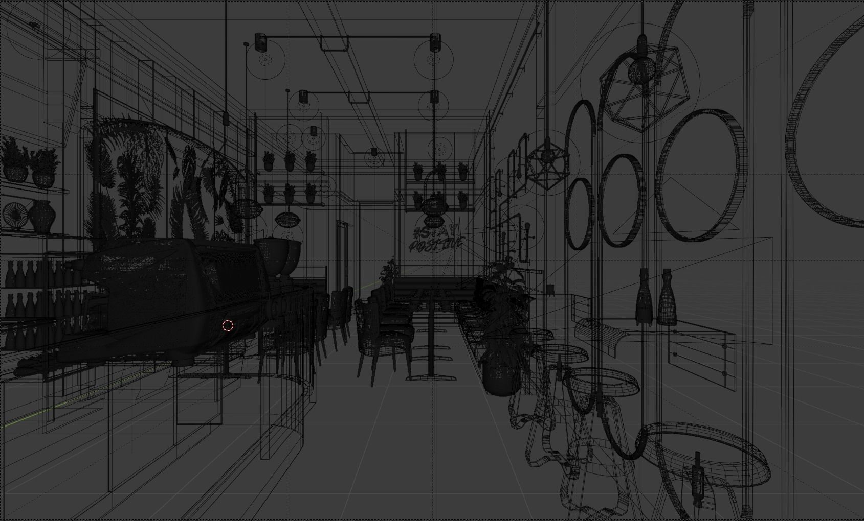 CoffeeShop 3d Interior Design Blender - Obj 3D model_4