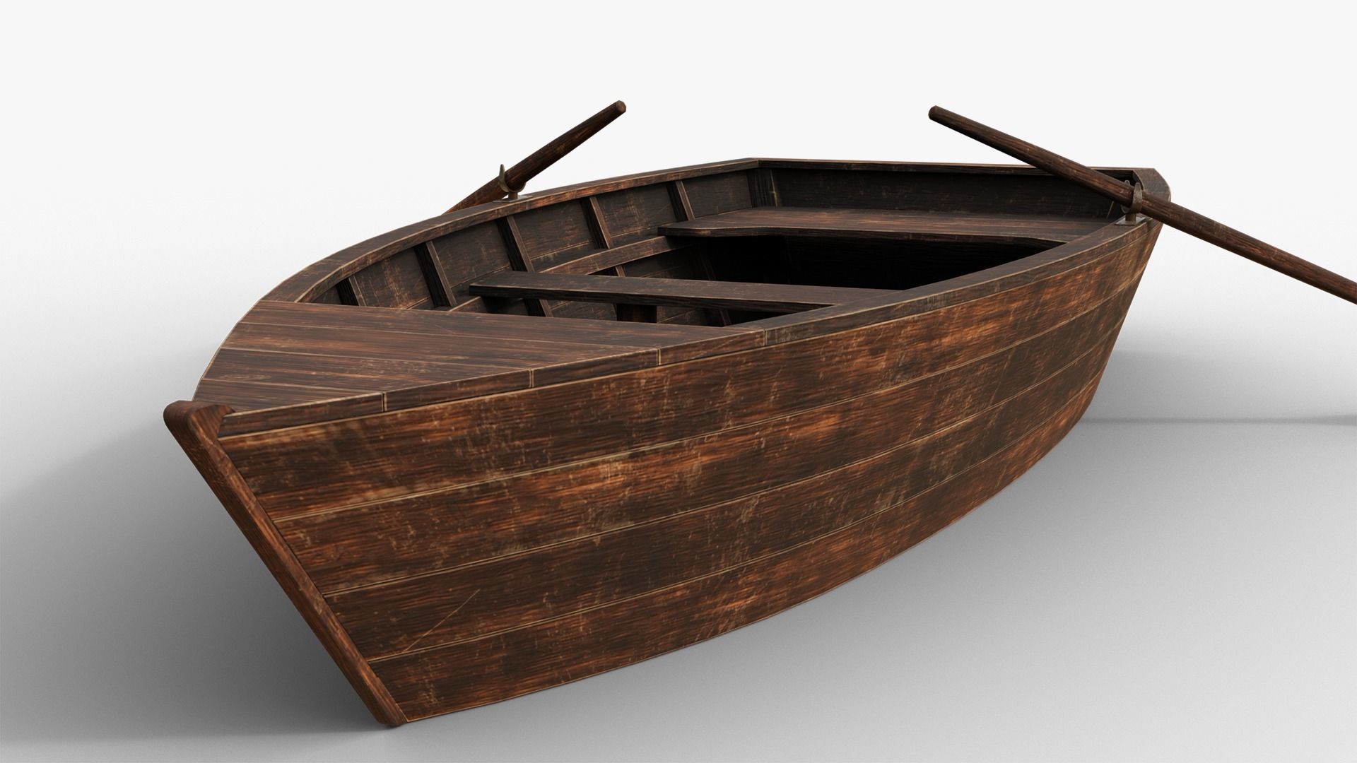 Wooden Boat Low-poly 3D model_2