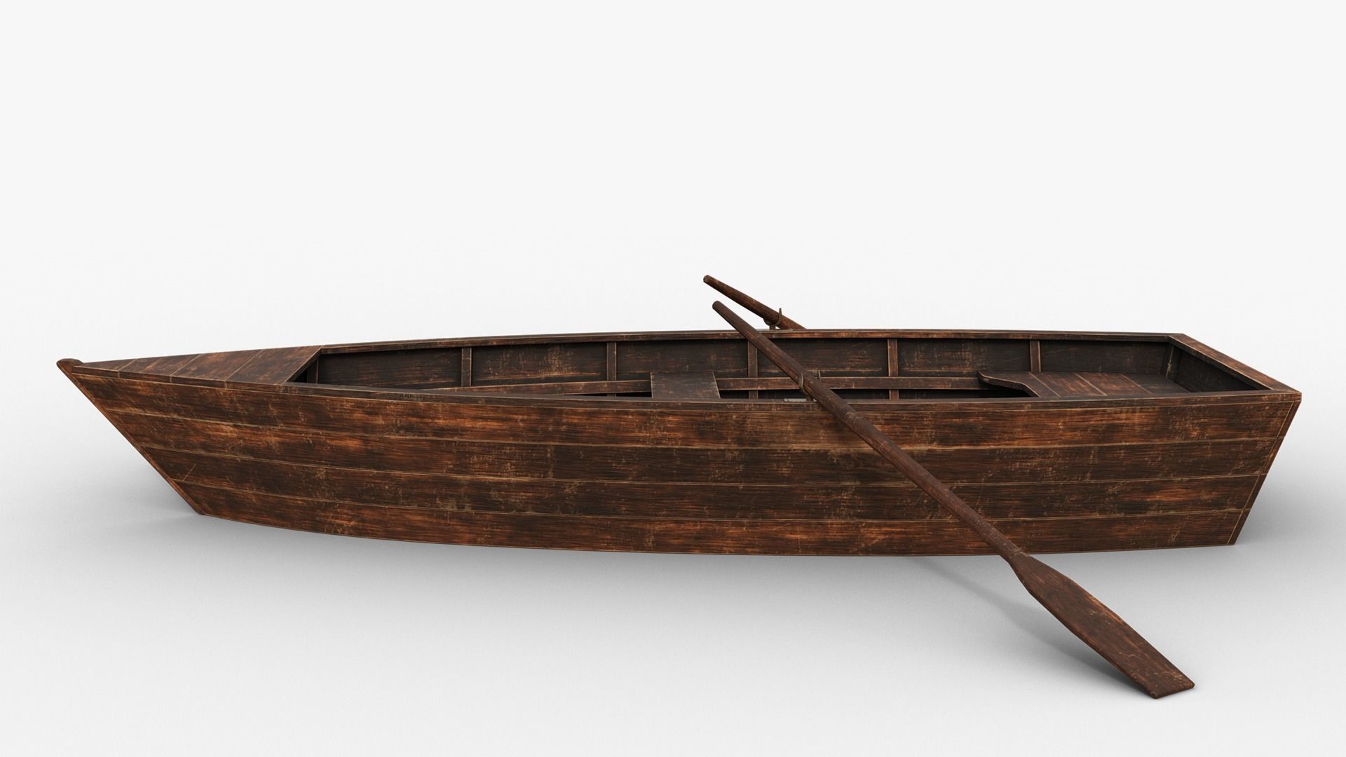 Wooden Boat Low-poly 3D model_3