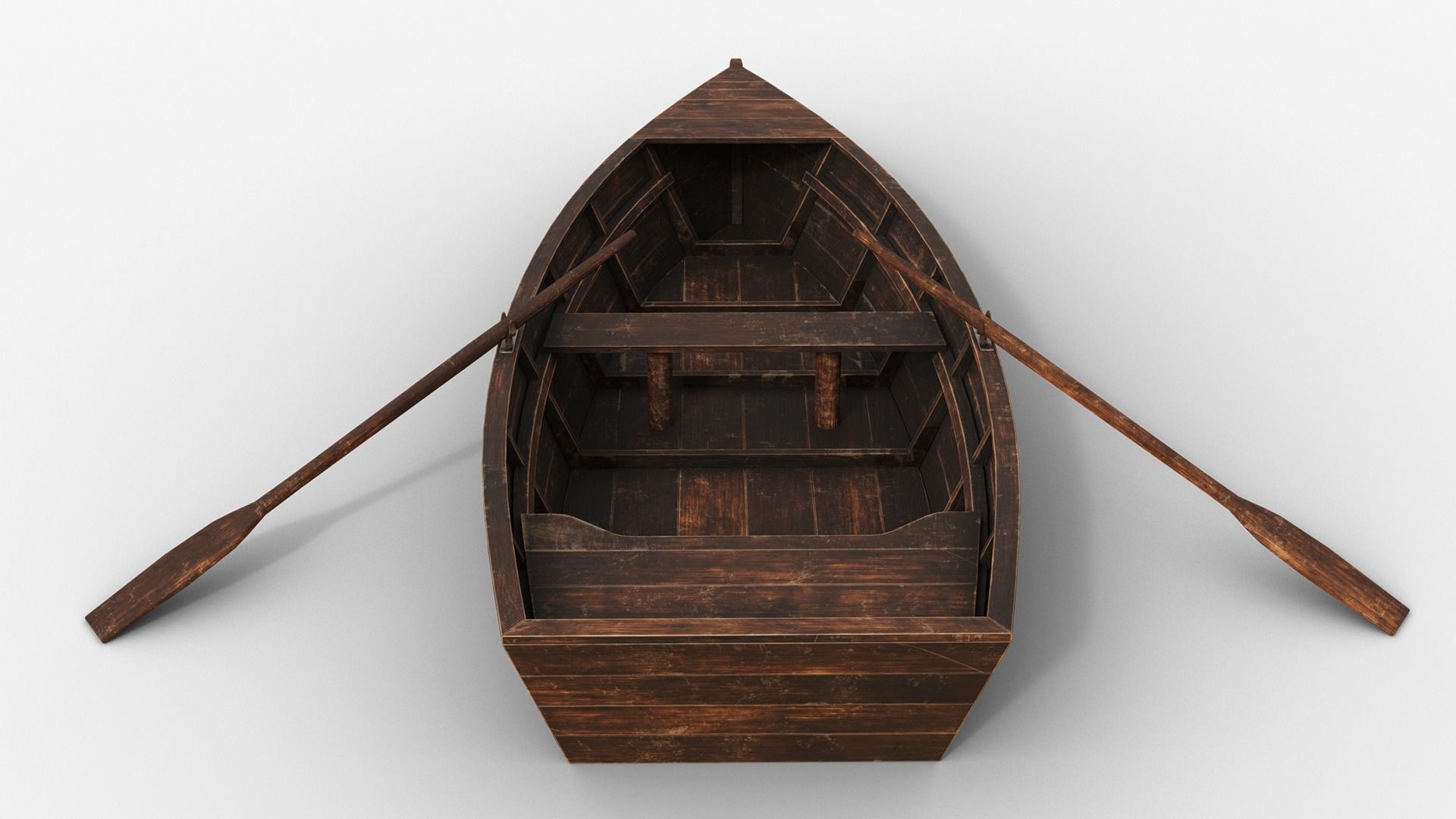 Wooden Boat Low-poly 3D model_5