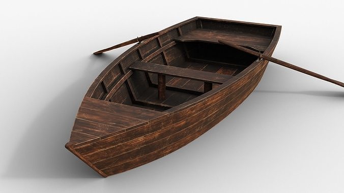 Wooden Boat Low-poly 3D model