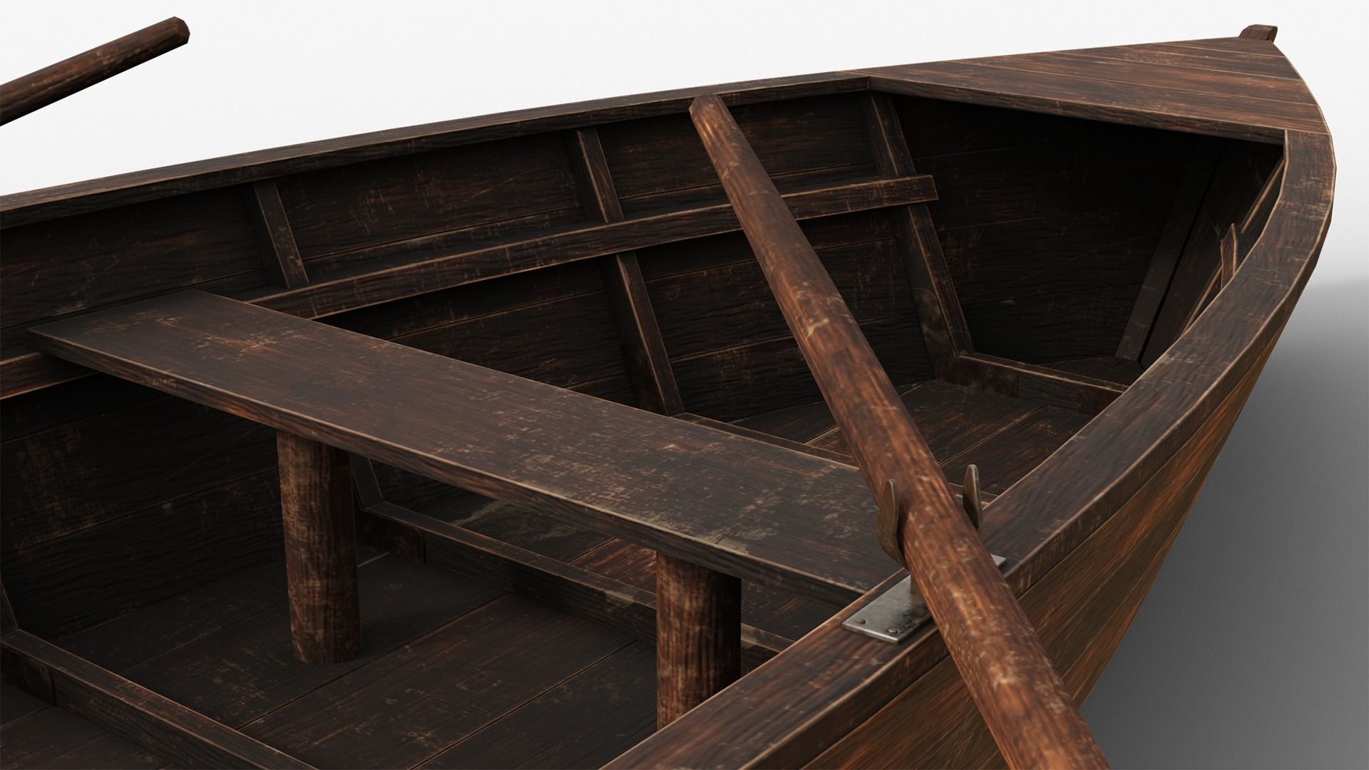 Wooden Boat Low-poly 3D model_7