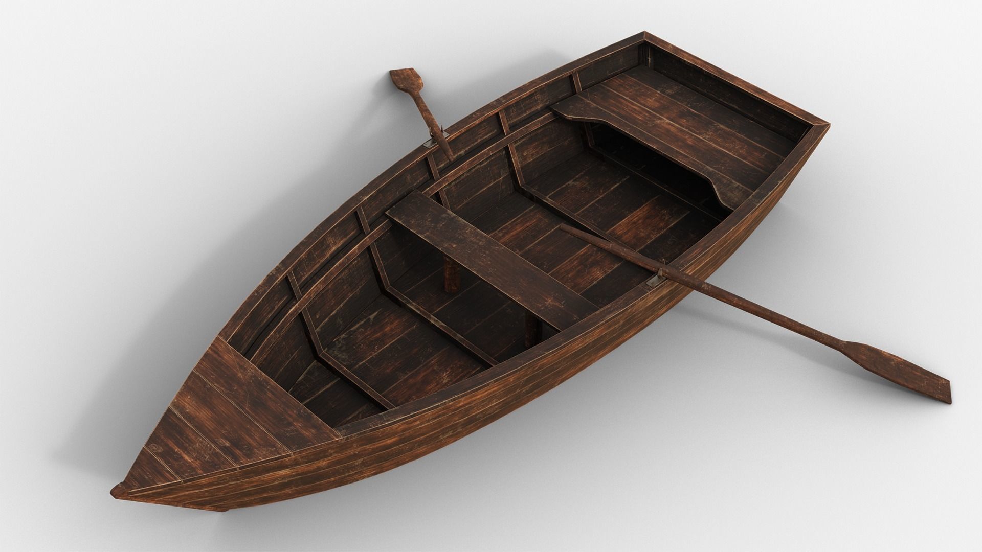 Wooden Boat Low-poly 3D model_1