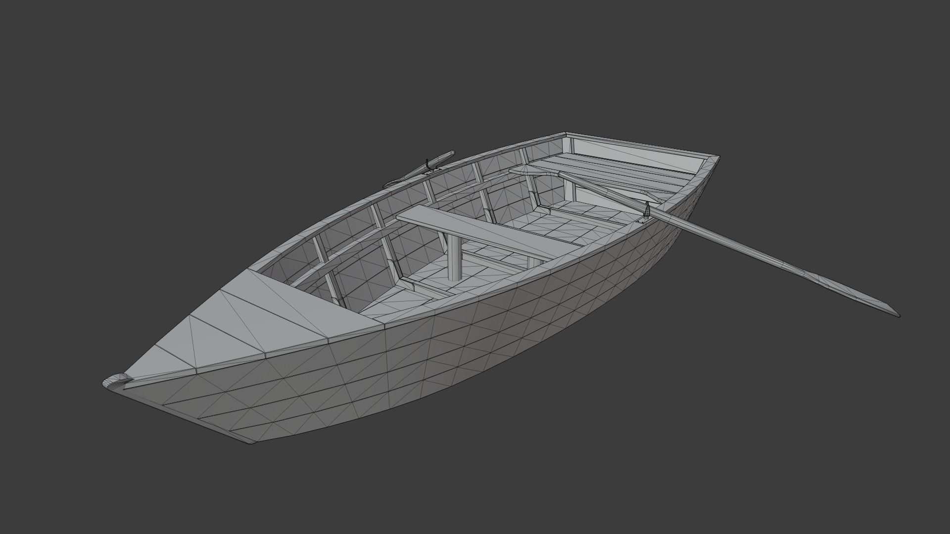 Wooden Boat Low-poly 3D model_12