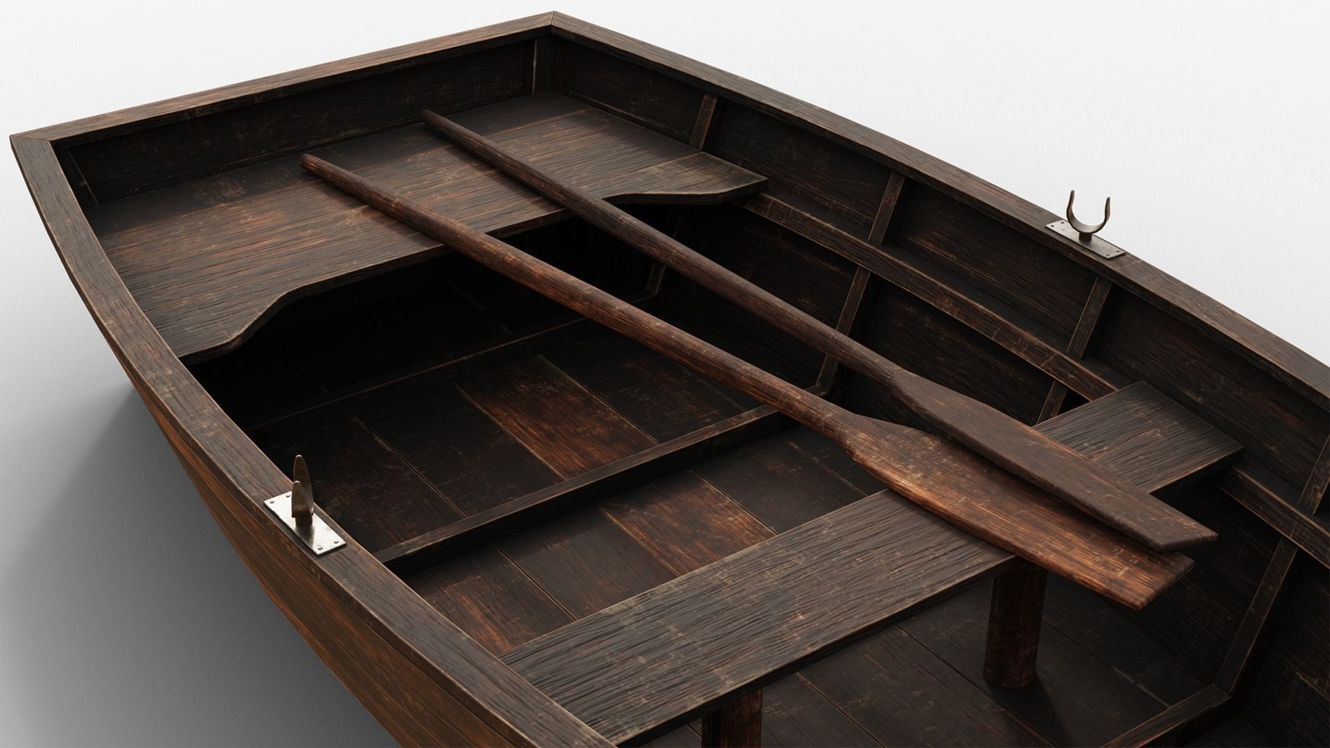 Wooden Boat Low-poly 3D model_8