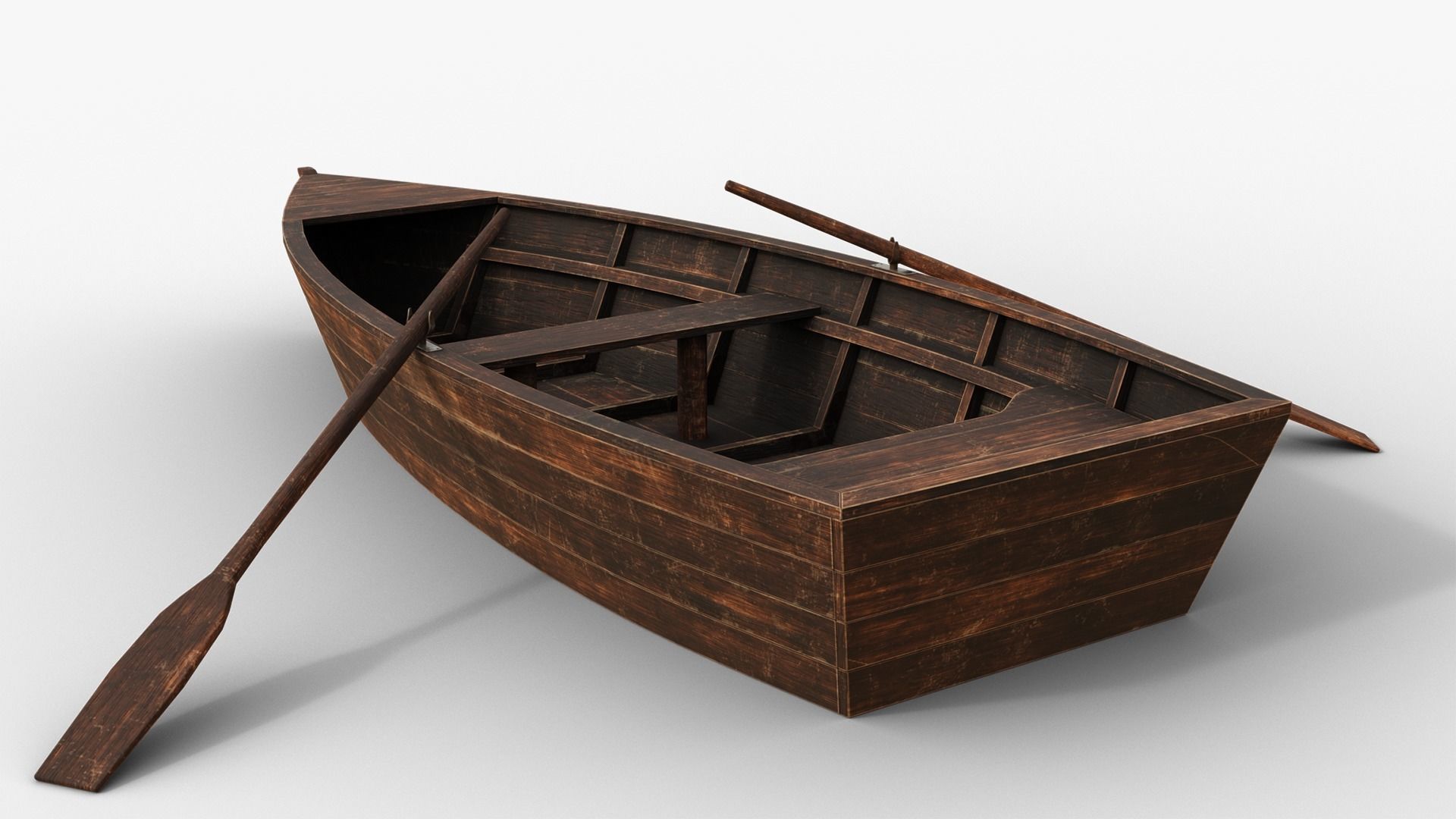 Wooden Boat Low-poly 3D model_4