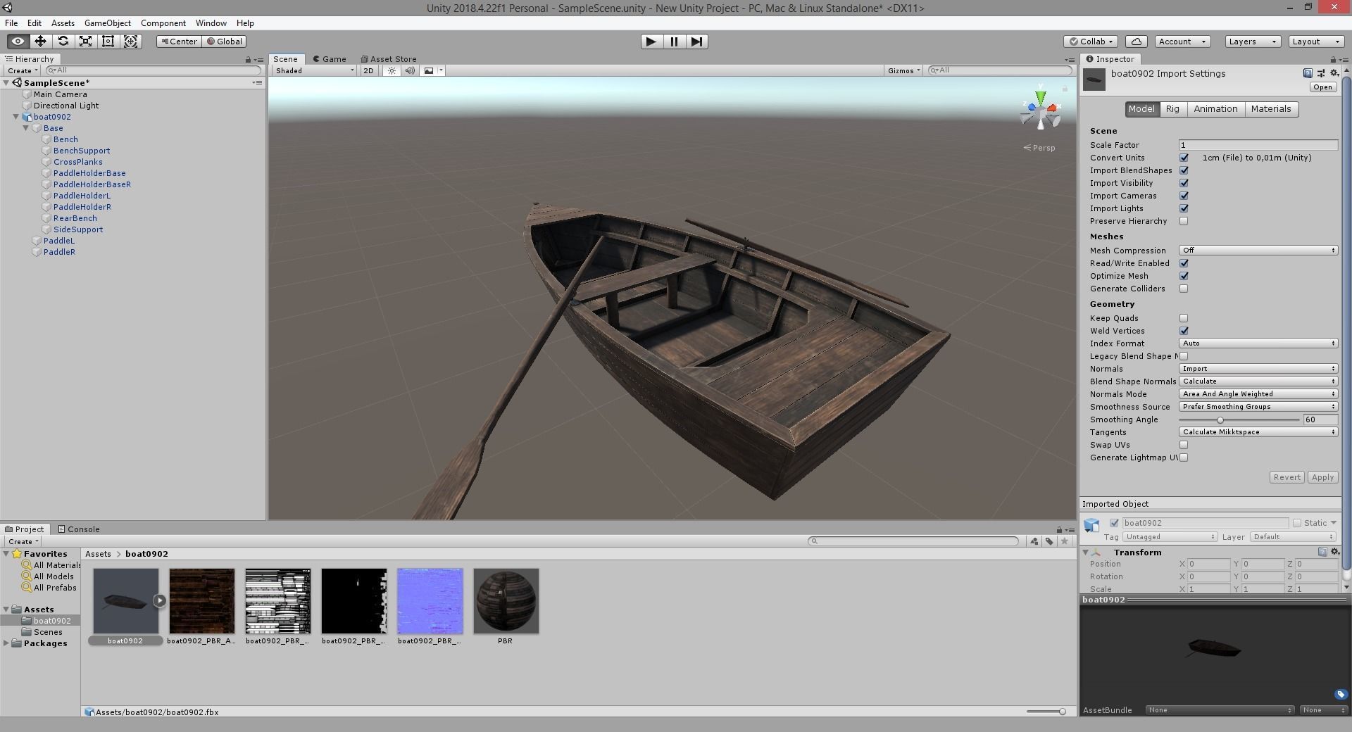 Wooden Boat Low-poly 3D model_10