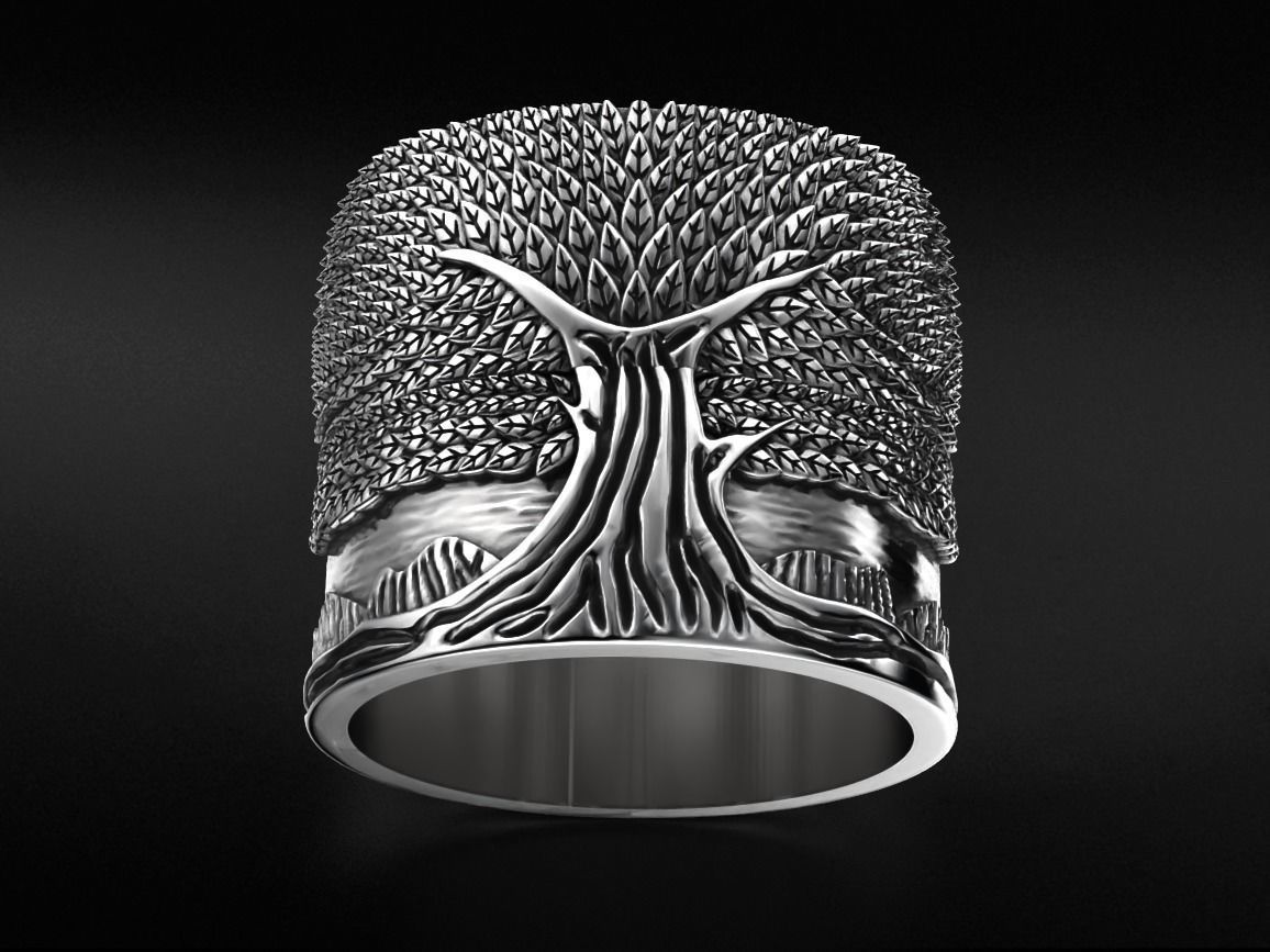Stylish ring for a couple of lovers with the tree of life 530 3D print model_1