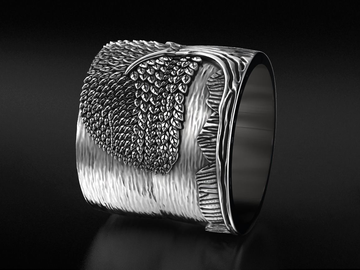 Stylish ring for a couple of lovers with the tree of life 530 3D print model_2