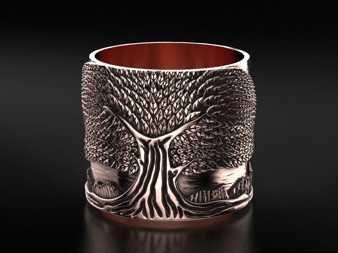 Stylish ring for a couple of lovers with the tree of life 530 3D print model_10