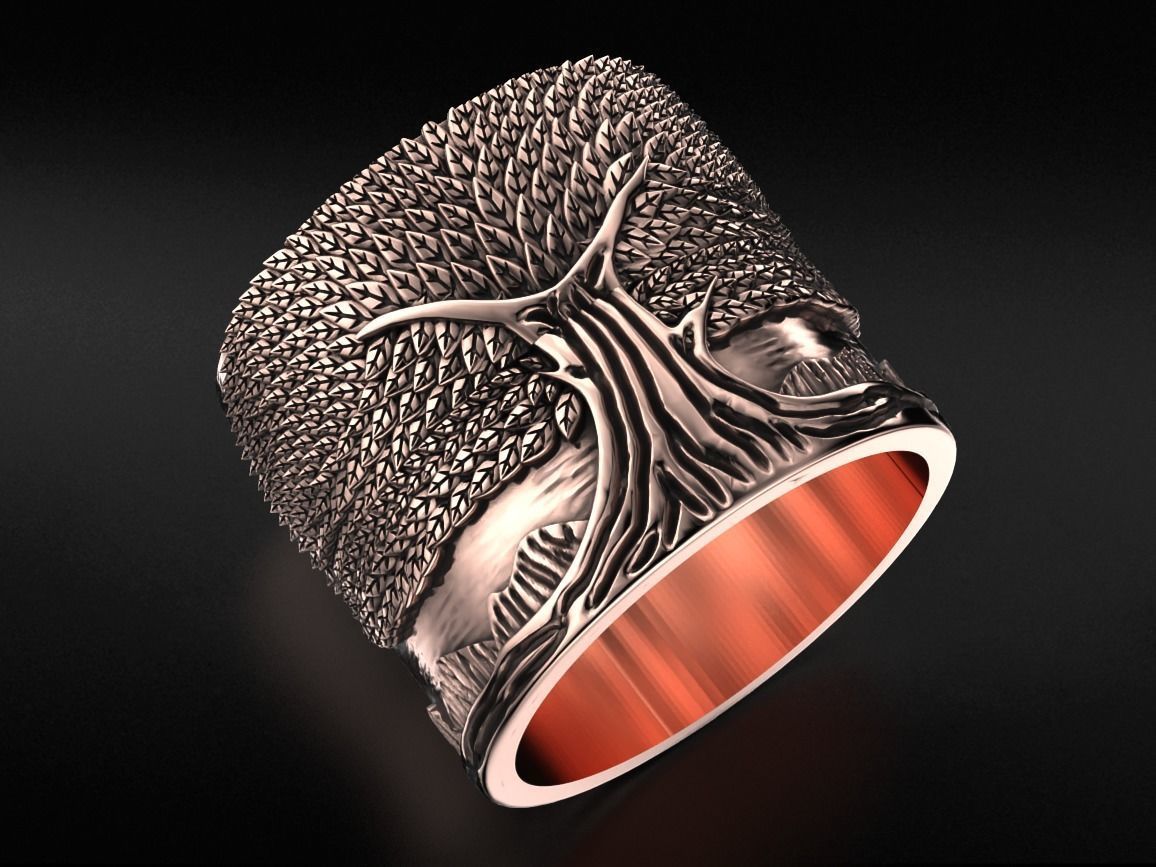 Stylish ring for a couple of lovers with the tree of life 530 3D print model_6