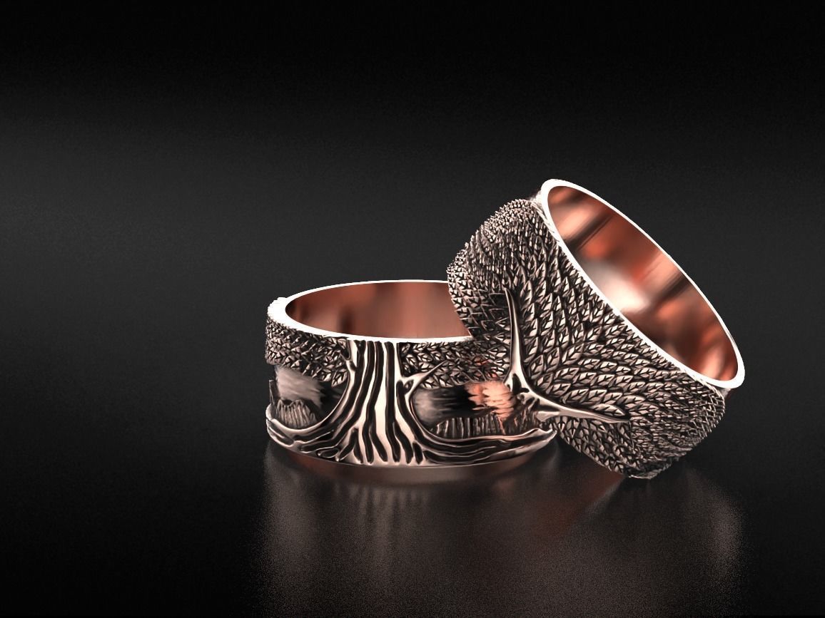 Stylish ring for a couple of lovers with the tree of life 530 3D print model_16