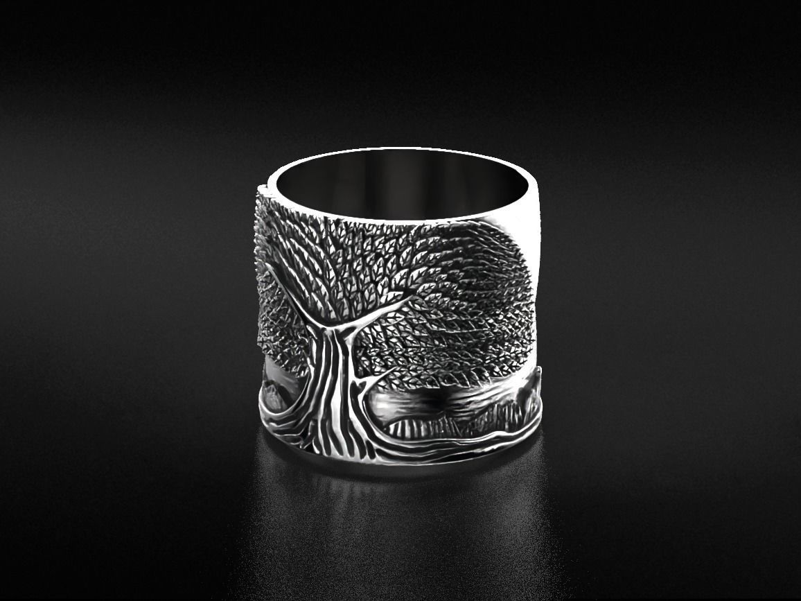 Stylish ring for a couple of lovers with the tree of life 530 3D print model_13