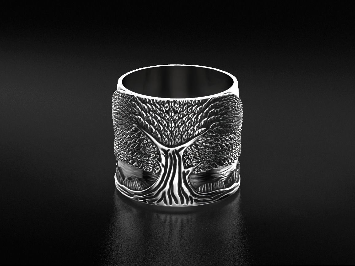 Stylish ring for a couple of lovers with the tree of life 530 3D print model_12
