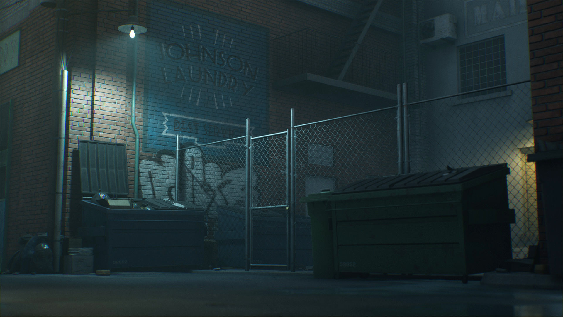Downtown Alley Low-poly 3D model_2