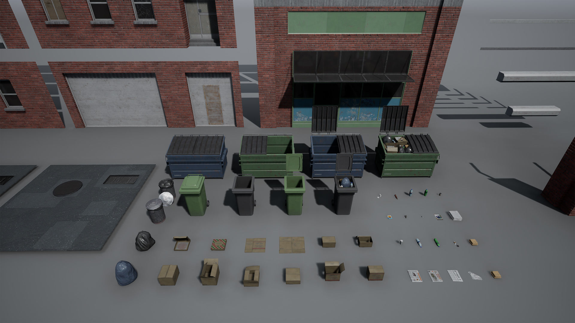 Downtown Alley Low-poly 3D model_22