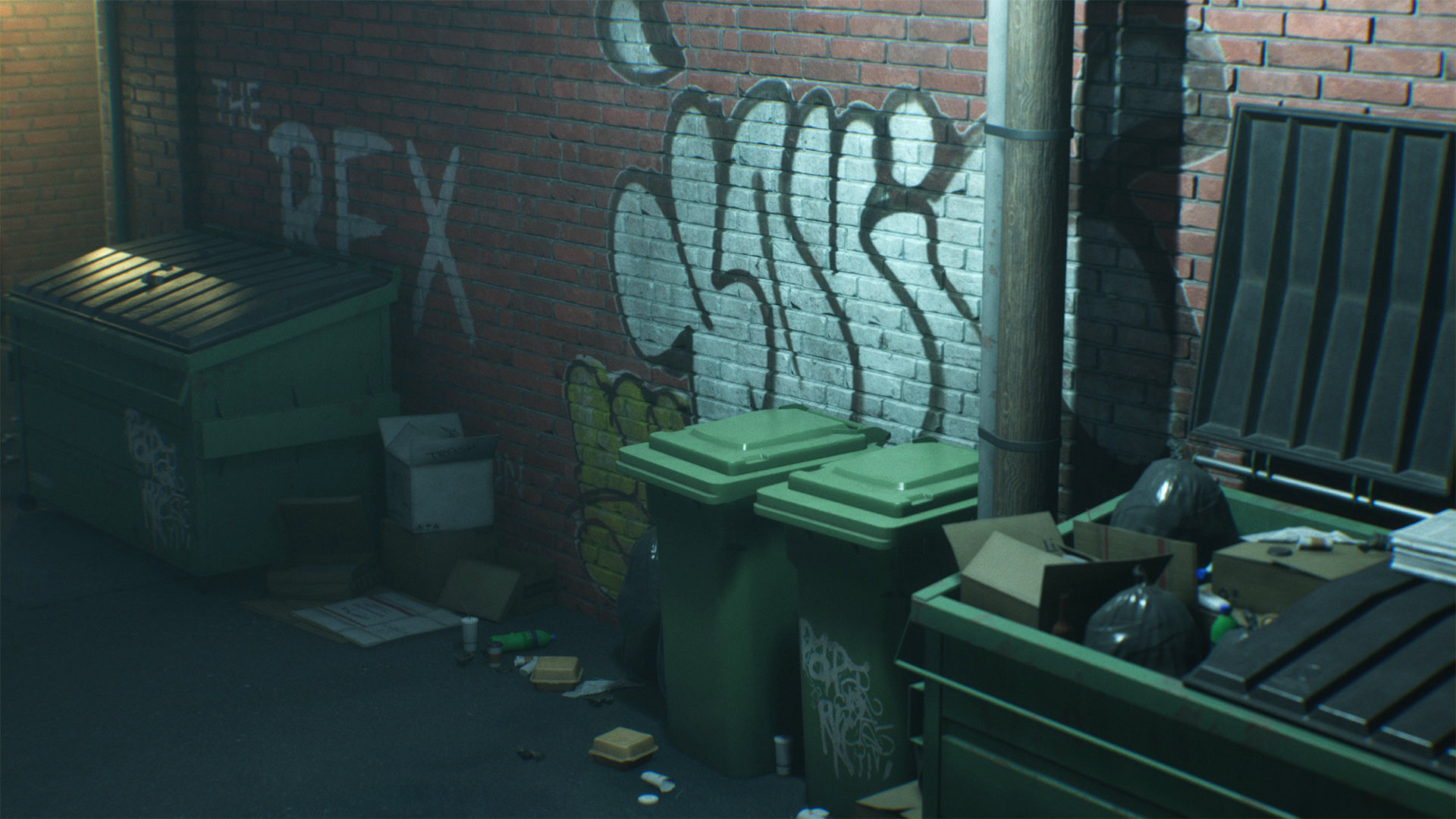 Downtown Alley Low-poly 3D model_9