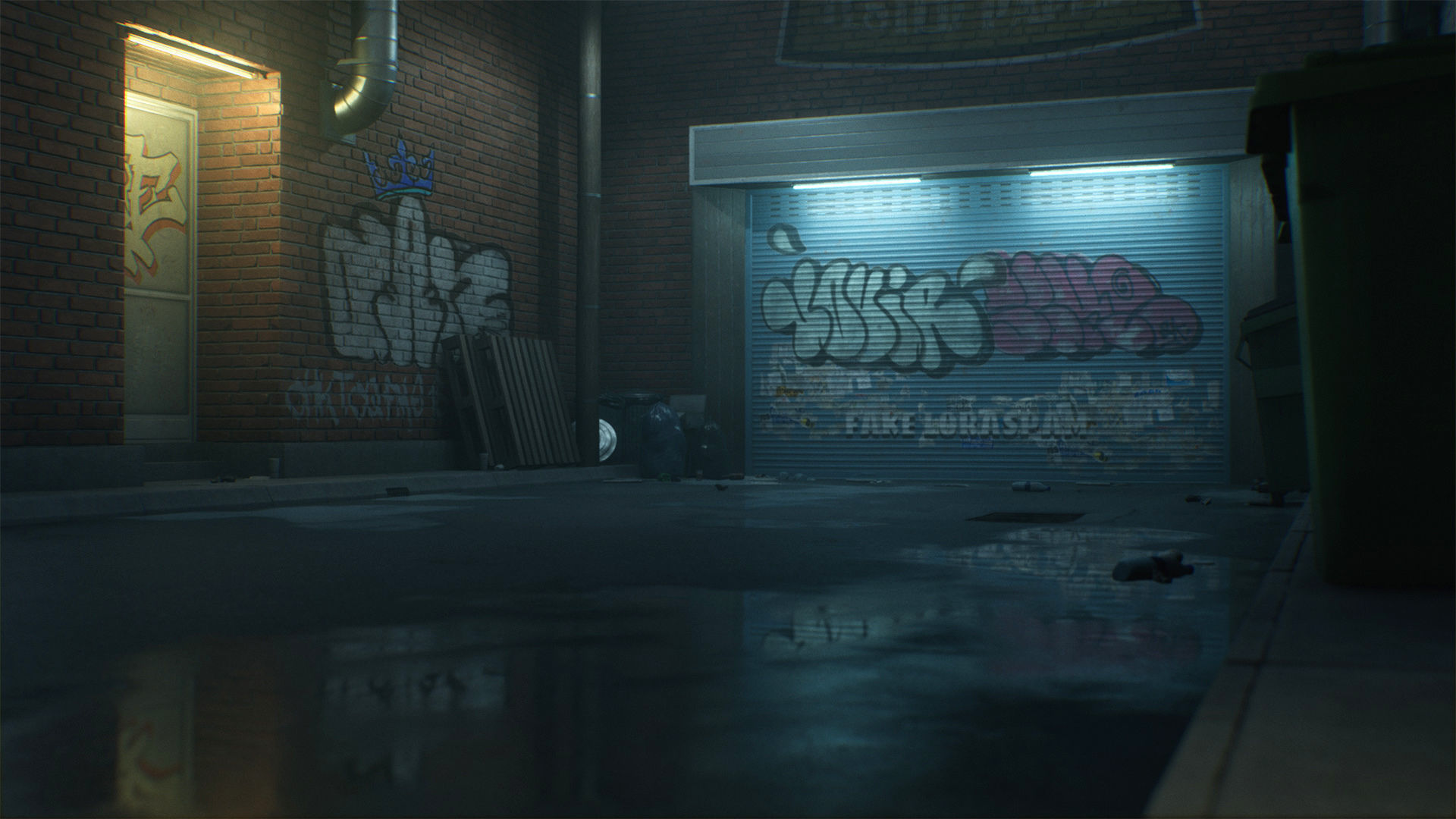 Downtown Alley Low-poly 3D model_5
