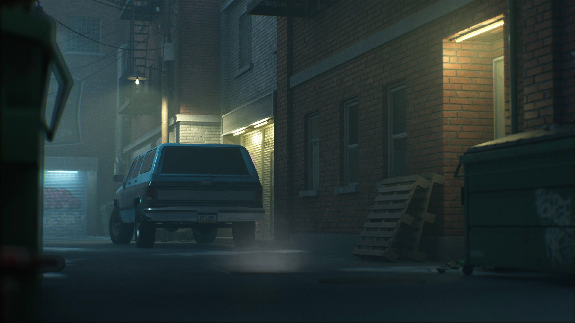 Downtown Alley Low-poly 3D model_10