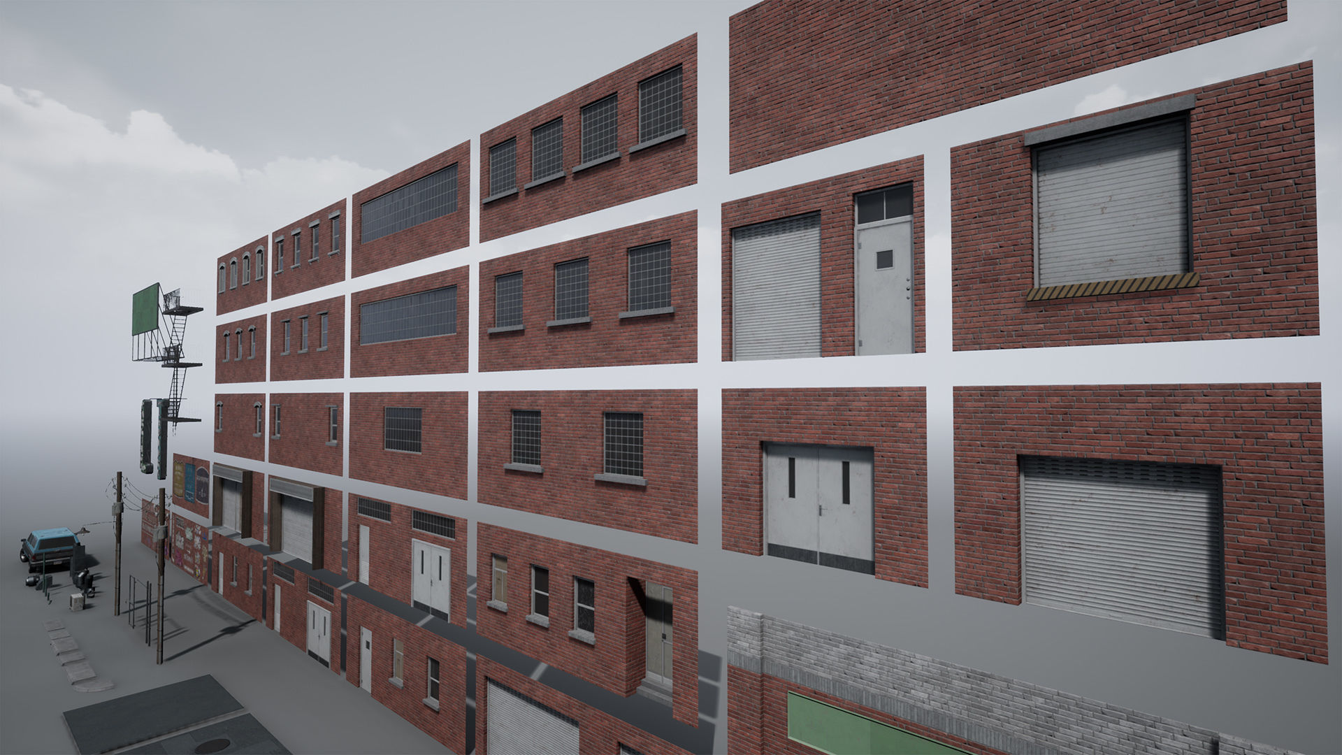 Downtown Alley Low-poly 3D model_18