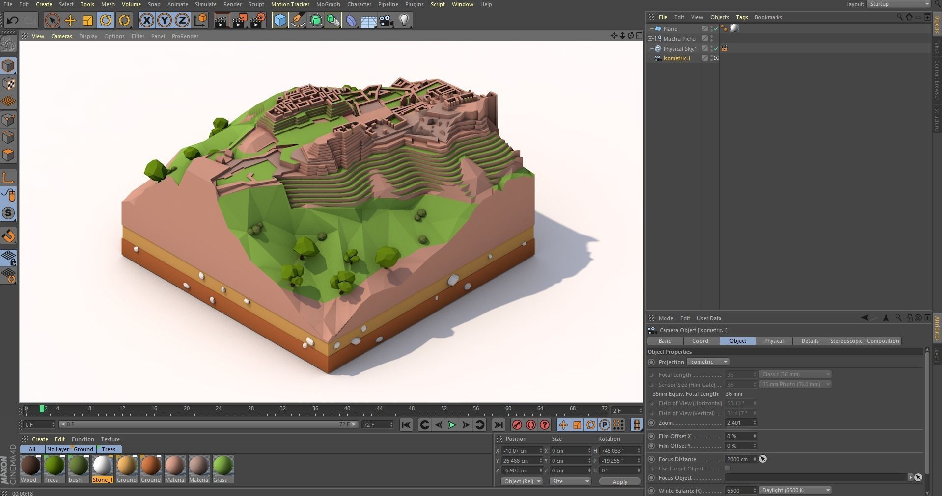 Cartoon Low Poly Machu Pichu Landmark Low-poly 3D model_14