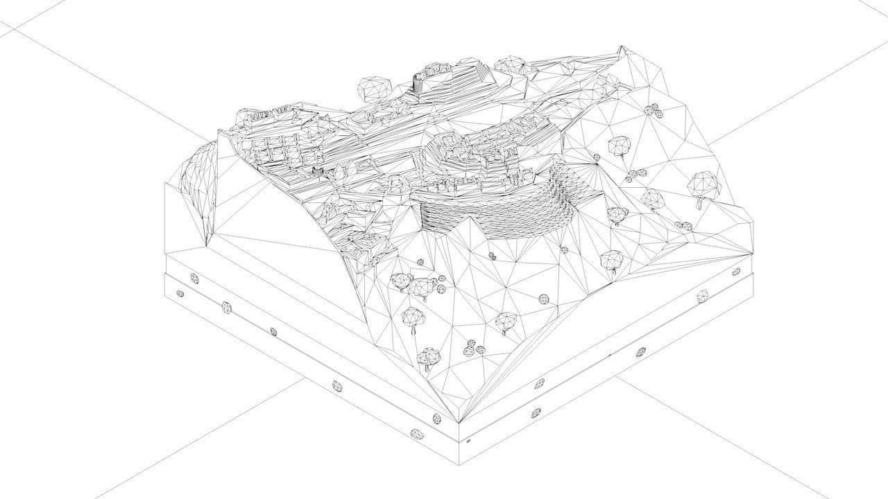 Cartoon Low Poly Machu Pichu Landmark Low-poly 3D model_11