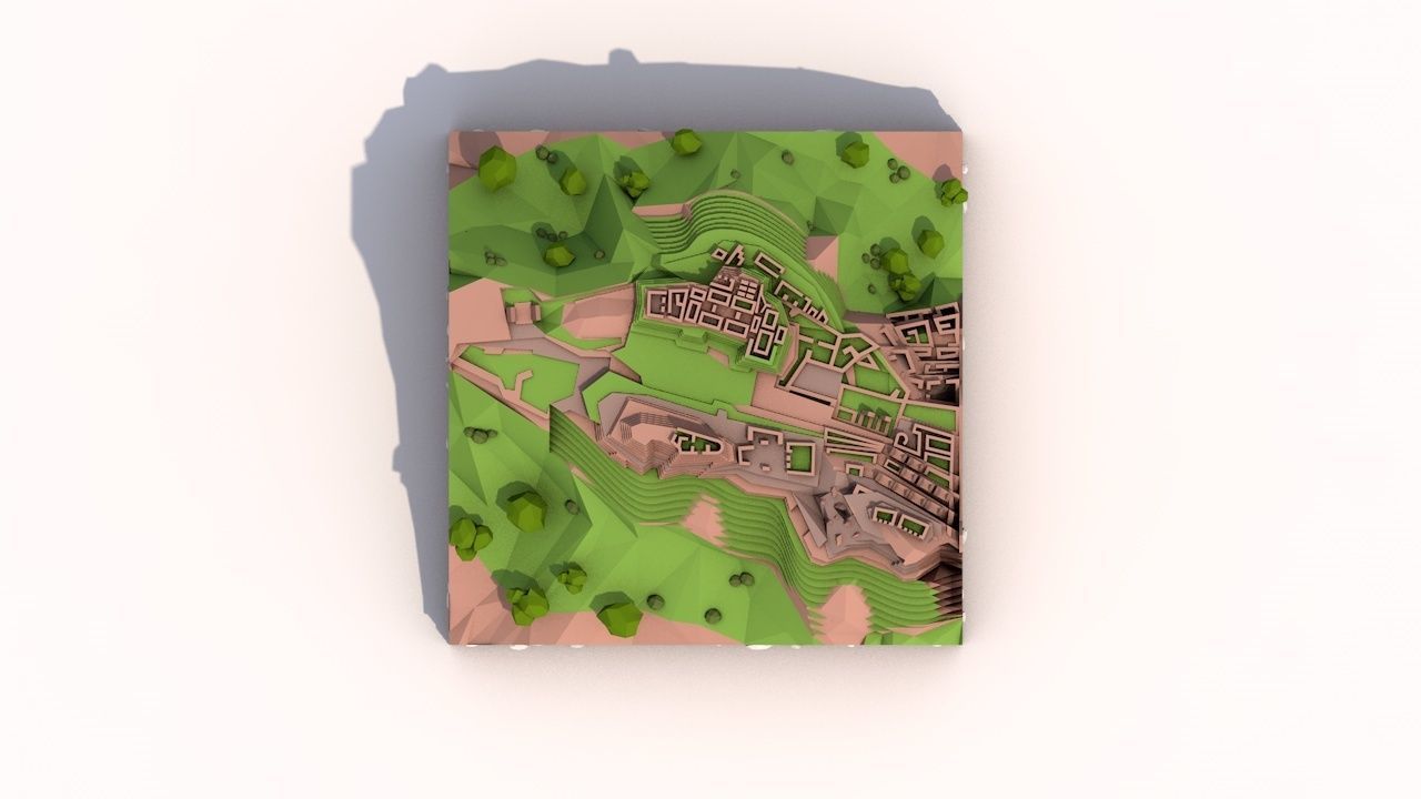 Cartoon Low Poly Machu Pichu Landmark Low-poly 3D model_4