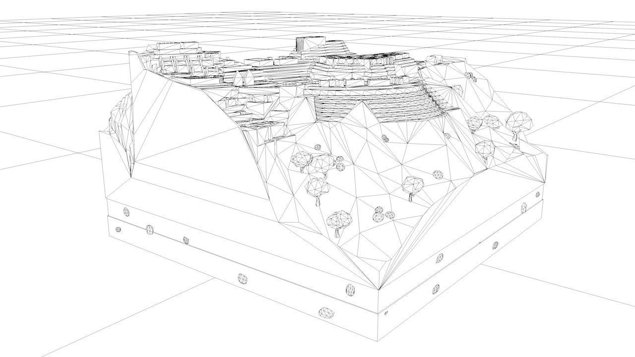 Cartoon Low Poly Machu Pichu Landmark Low-poly 3D model_9