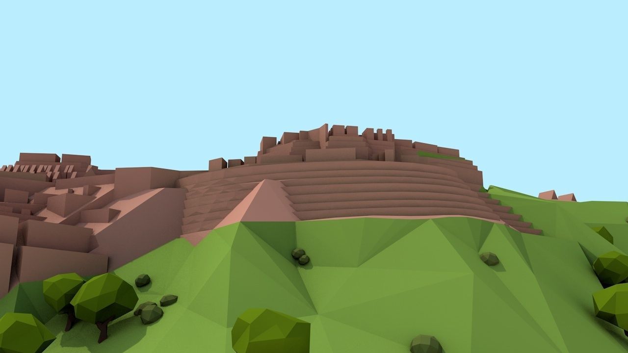 Cartoon Low Poly Machu Pichu Landmark Low-poly 3D model_6