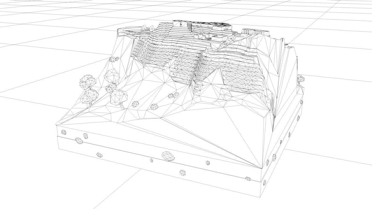 Cartoon Low Poly Machu Pichu Landmark Low-poly 3D model_10